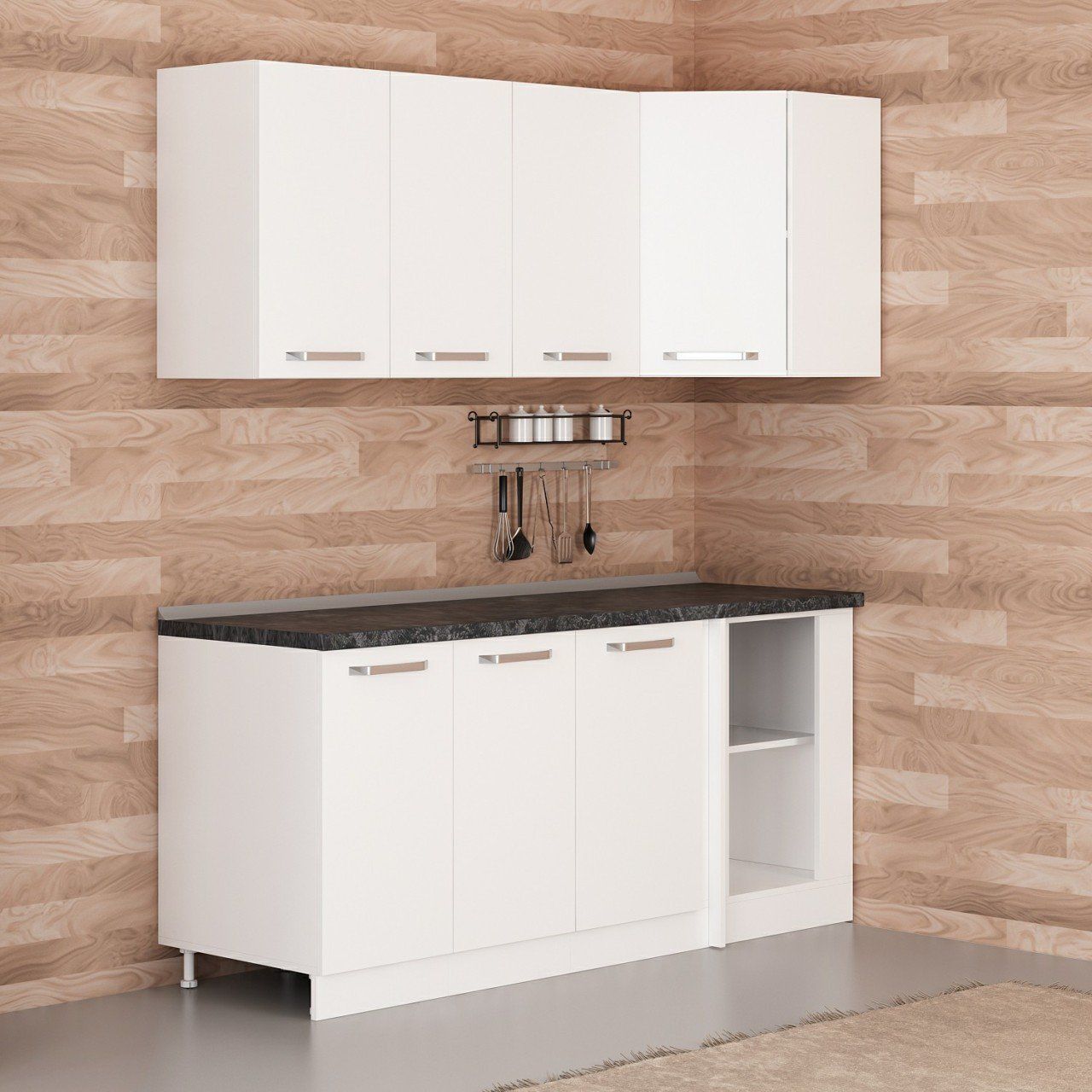 Minar 185Cm Köşe Mutfak Dolabı - Beyaz K185-B1