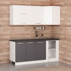 Minar 185Cm Köşe Mutfak Dolabı - Beyaz/Antrasit K185-A3