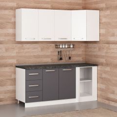 Minar 185Cm Köşe Mutfak Dolabı - Beyaz/Antrasit K185-A4