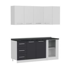 Minar 185Cm Köşe Mutfak Dolabı - Beyaz/Antrasit K185-A4