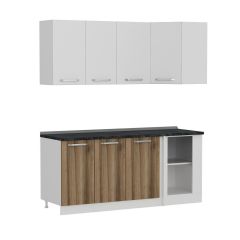 Minar 185Cm Köşe Mutfak Dolabı - Beyaz/Dore K185-D1