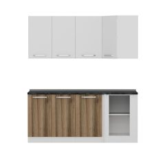 Minar 185Cm Köşe Mutfak Dolabı - Beyaz/Dore K185-D1