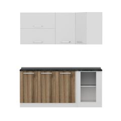 Minar 185Cm Köşe Mutfak Dolabı - Beyaz/Dore K185-D3