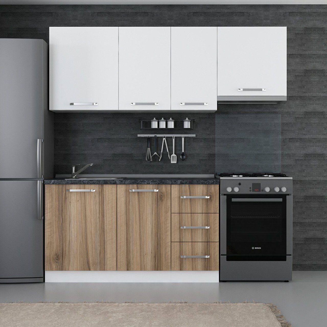 Minar 205 Cm Mutfak Dolabı Beyaz Dore 205-D4