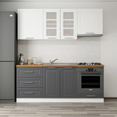 MİNAR 200 CM MEBRAN C MUTFAK DOLABI BEYAZ ANTRASİT 200-MCBA1