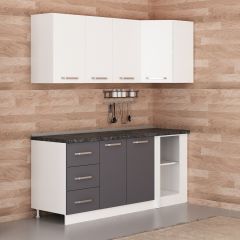 Minar 190Cm Köşe Mutfak Dolabı - Beyaz/Antrasit K190-A2