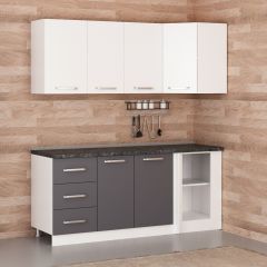 Minar 190Cm Köşe Mutfak Dolabı - Beyaz/Antrasit K190-A2