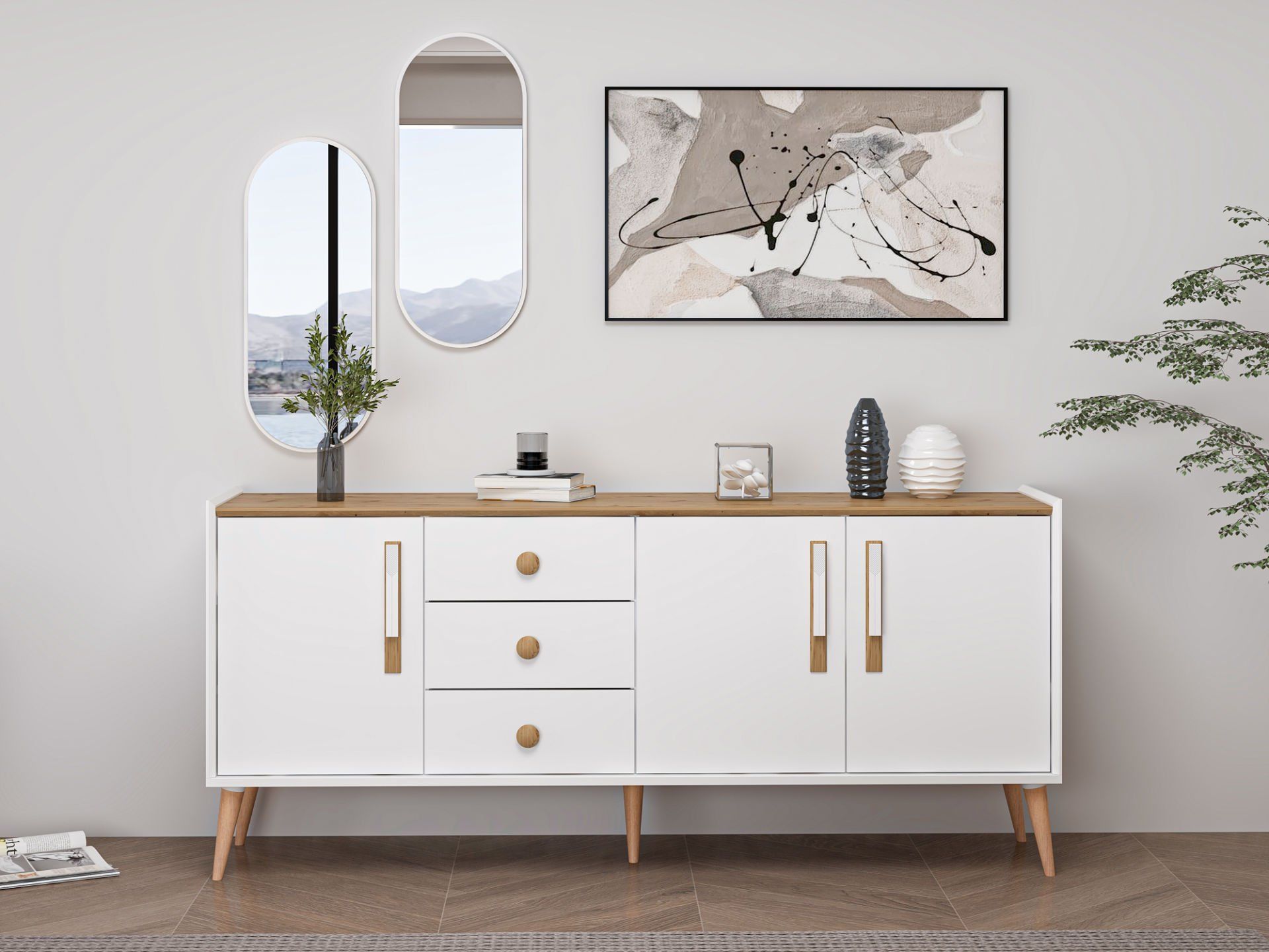 Mitra Konsol & Ayna - Beyaz/Artisan