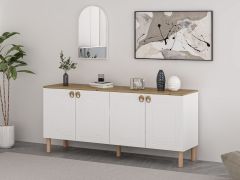 Lotus Bohem Tarz Konsol & Ayna - Beyaz/Artisan