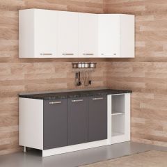 Minar 195Cm Köşe Mutfak Dolabı - Beyaz/Antrasit K195-A1