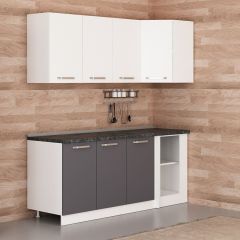 Minar 195Cm Köşe Mutfak Dolabı - Beyaz/Antrasit K195-A2