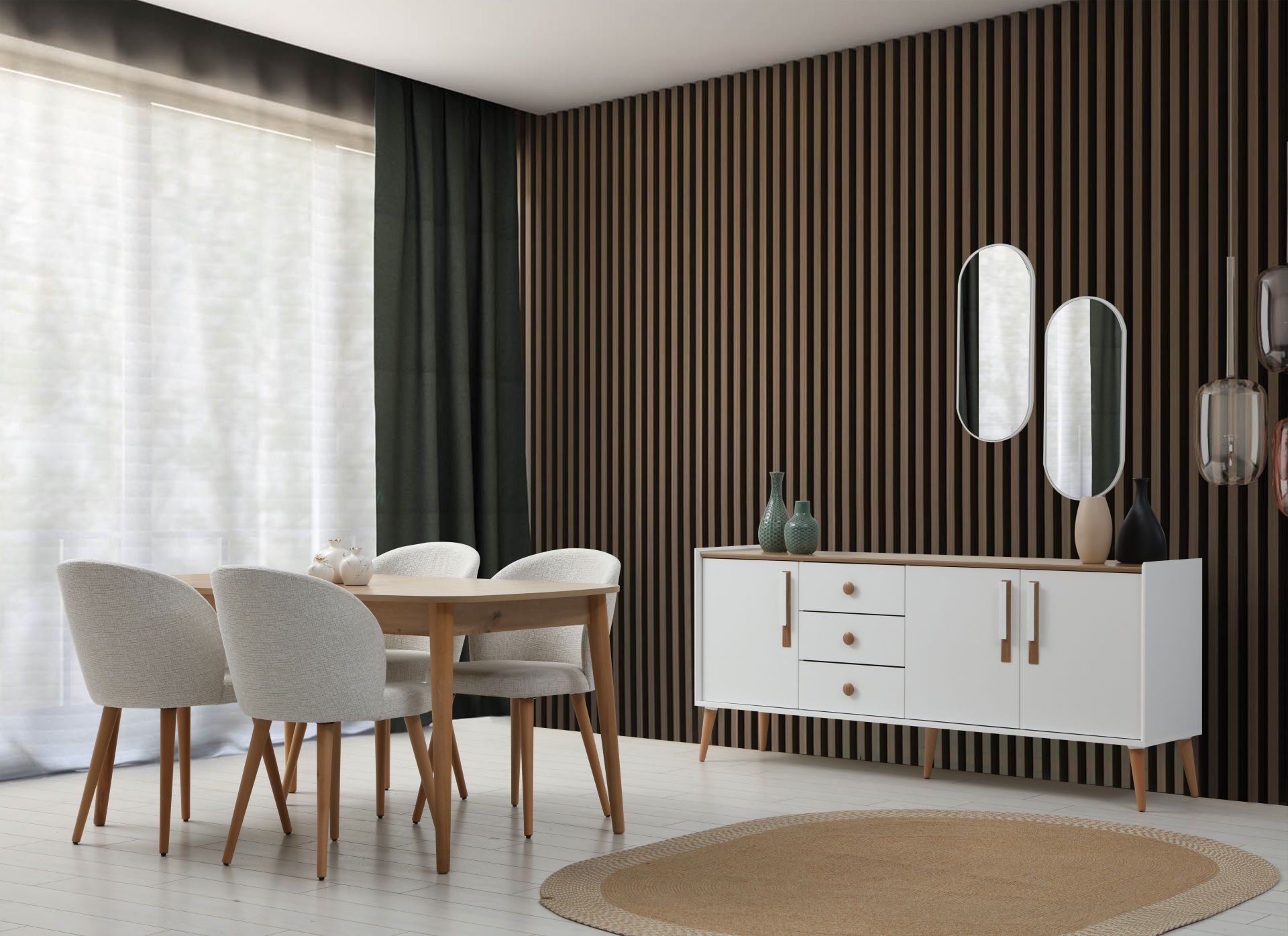 Mitra Yemek Odası Takımı - Artisan/Ahşap Ayak