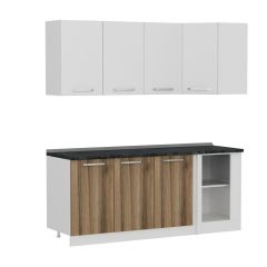 Minar 195Cm Köşe Mutfak Dolabı - Beyaz/Dore K195-D2