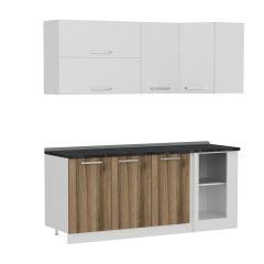 Minar 195Cm Köşe Mutfak Dolabı - Beyaz/Dore K195-D3