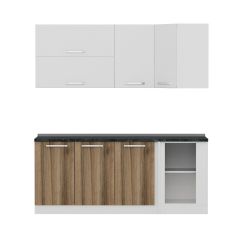 Minar 195Cm Köşe Mutfak Dolabı - Beyaz/Dore K195-D3