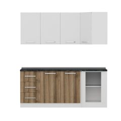 Minar 195Cm Köşe Mutfak Dolabı - Beyaz/Dore K195-D4