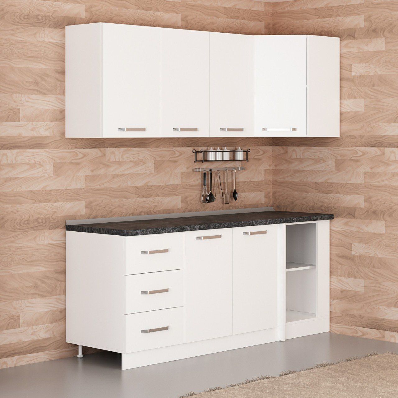 Minar 200Cm Köşe Mutfak Dolabı - Beyaz K200-B2