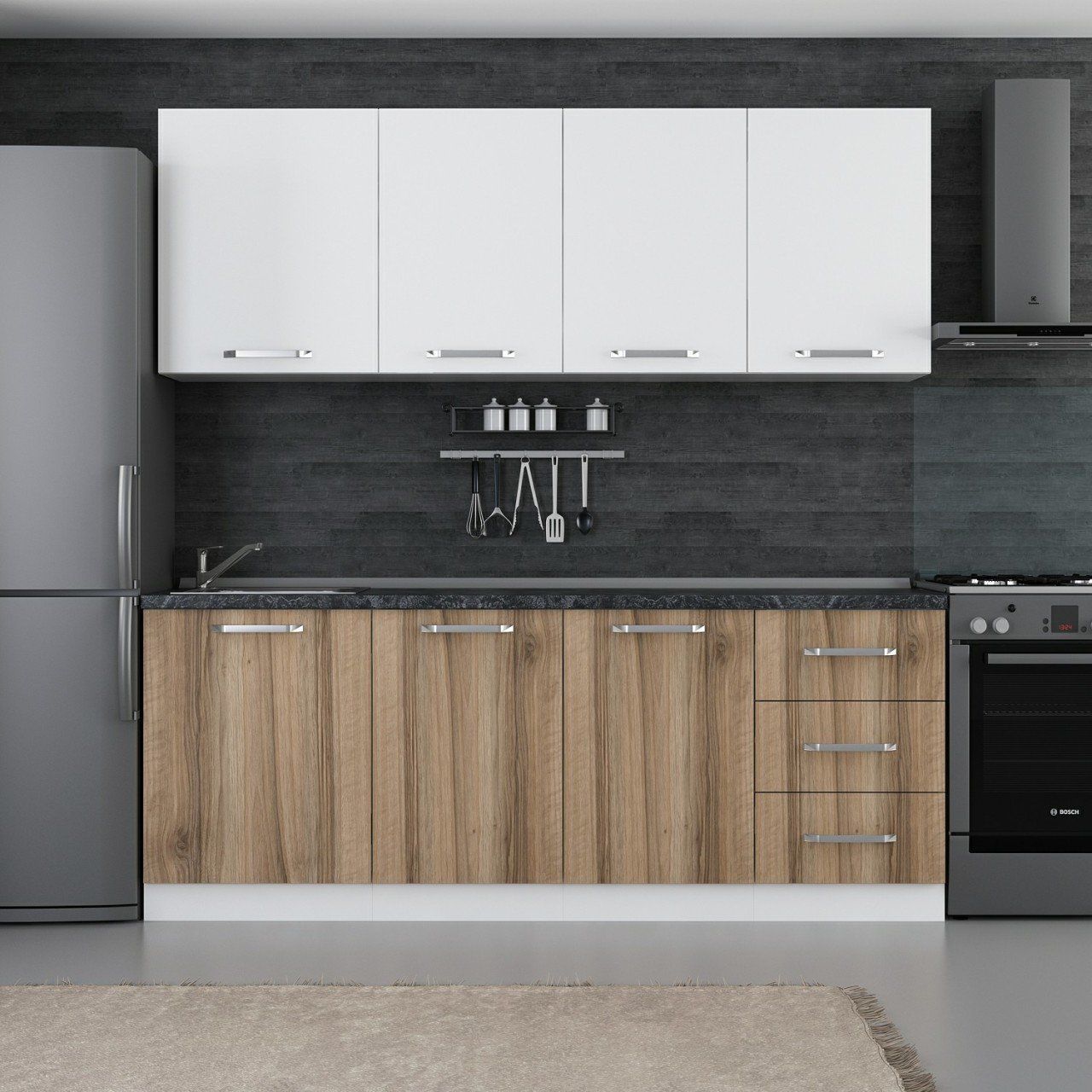 Minar 210 Cm Mutfak Dolabı Beyaz Dore 210-D1