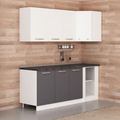 Minar 200Cm Köşe Mutfak Dolabı - Beyaz/Antrasit K200-A1