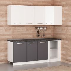 Minar 200Cm Köşe Mutfak Dolabı - Beyaz/Antrasit K200-A1