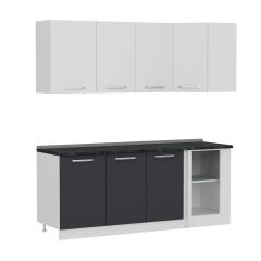 Minar 200Cm Köşe Mutfak Dolabı - Beyaz/Antrasit K200-A1