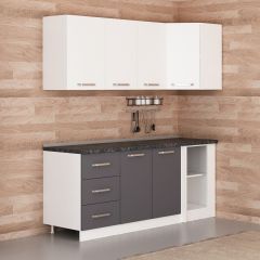 Minar 200Cm Köşe Mutfak Dolabı - Beyaz/Antrasit K200-A2