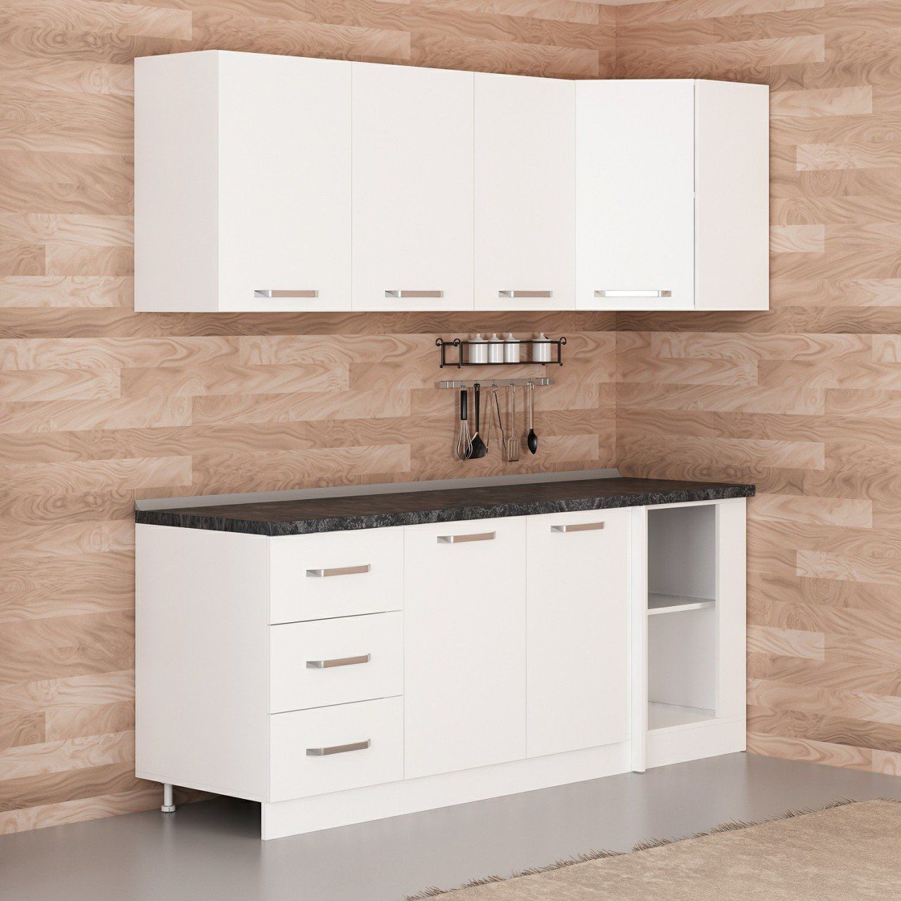 Minar 205Cm Köşe Mutfak Dolabı - Beyaz K205-B2