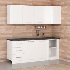 Minar 205Cm Köşe Mutfak Dolabı - Beyaz K205-B2