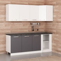 Minar 205Cm Köşe Mutfak Dolabı - Beyaz/Antrasit K205-A1