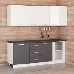 Minar 215Cm Köşe Mutfak Dolabı - Beyaz/Antrasit K215-A2