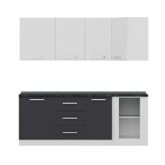 Minar 215Cm Köşe Mutfak Dolabı - Beyaz/Antrasit K215-A2