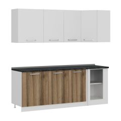 Minar 215Cm Köşe Mutfak Dolabı - Beyaz/Dore K215-D1