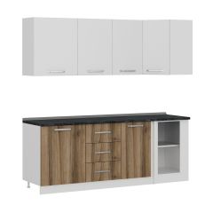 Minar 215Cm Köşe Mutfak Dolabı - Beyaz/Dore K215-D2