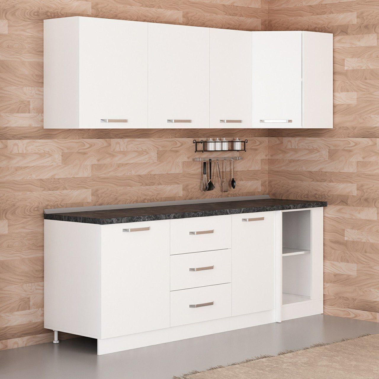 Minar 225Cm Köşe Mutfak Dolabı - Beyaz K225-B3