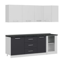 Minar 225Cm Köşe Mutfak Dolabı - Beyaz/Antrasit K225-A3