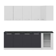 Minar 240Cm Köşe Mutfak Dolabı - Beyaz/Antrasit K240-A1