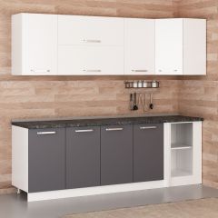 Minar 240Cm Köşe Mutfak Dolabı - Beyaz/Antrasit K240-A2