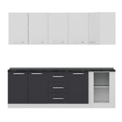 Minar 240Cm Köşe Mutfak Dolabı - Beyaz/Antrasit K240-A4