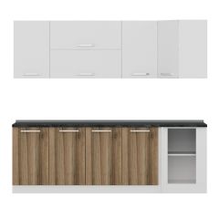 Minar 240Cm Köşe Mutfak Dolabı - Beyaz/Dore K240-D2