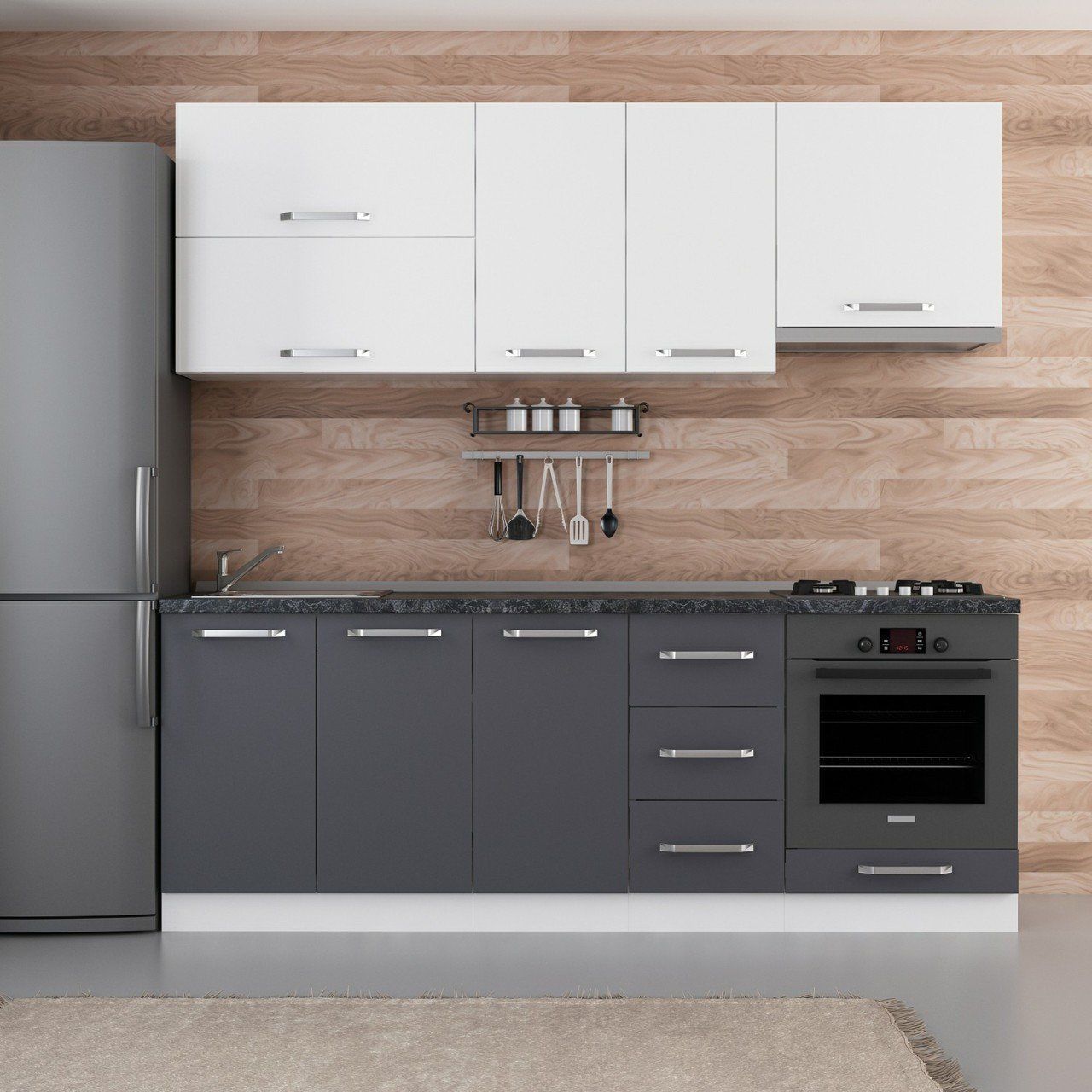 Minar 220 Cm Mutfak Dolabı Beyaz Antrasit 220-A9