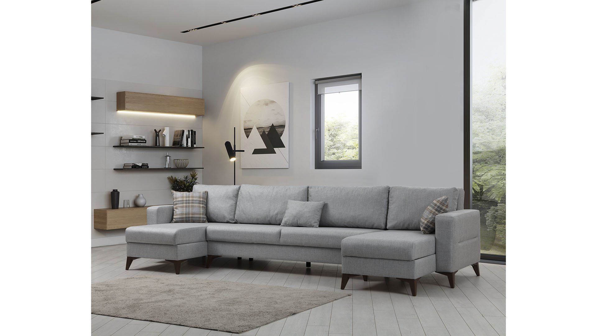 Kristal (D+3+D) Uzanmalı Köşe Koltuk Takımı