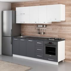 Minar 225 Cm Mutfak Dolabı Beyaz Antrasit 225-A5