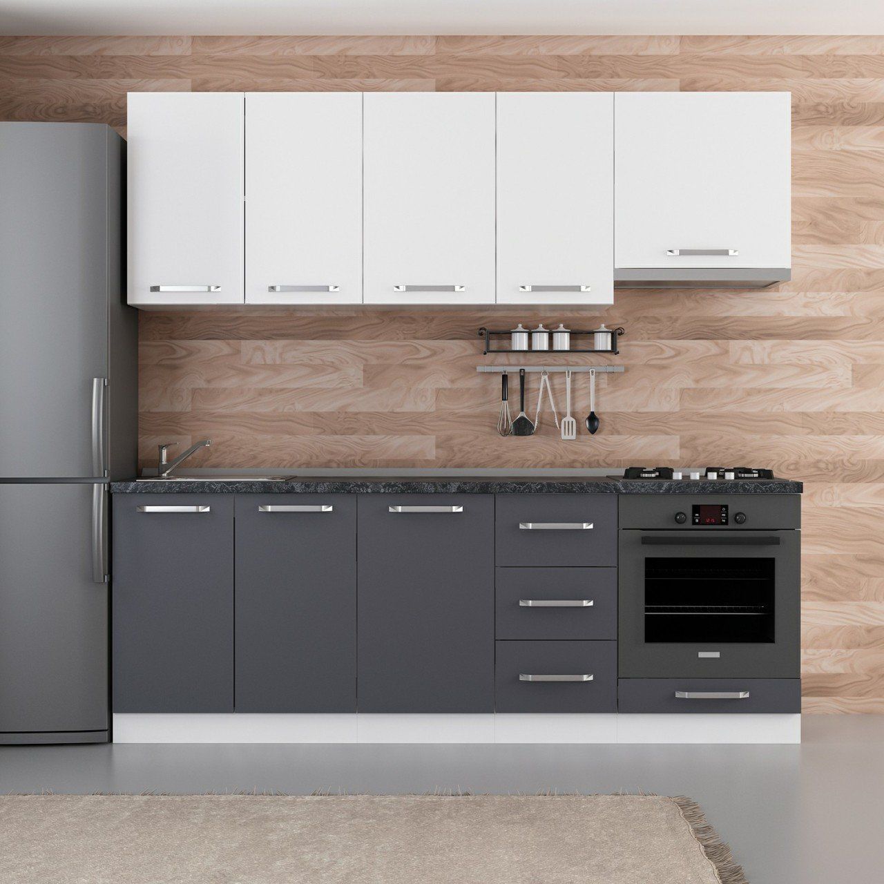 Minar 225 Cm Mutfak Dolabı Beyaz Antrasit 225-A8