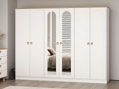 Lotus Bohem Tarz 6 Kapaklı Gardrop - Artisan/Beyaz