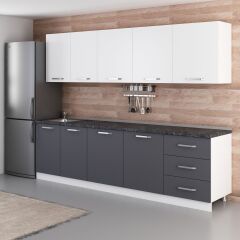 Minar 280 Cm Mutfak Dolabı Beyaz Antrasit 280-A2-Alt Modül