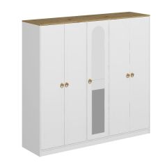 Lotus Bohem Tarz 5 Kapaklı Gardrop - Artisan/Beyaz