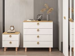 Lotus Bohem Tarz Şifonyer 4 Çekmece - Artisan/Beyaz