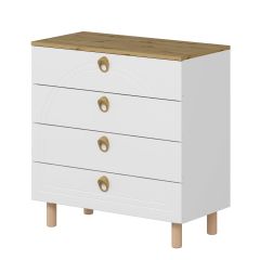 Lotus Bohem Tarz Şifonyer 4 Çekmece - Artisan/Beyaz