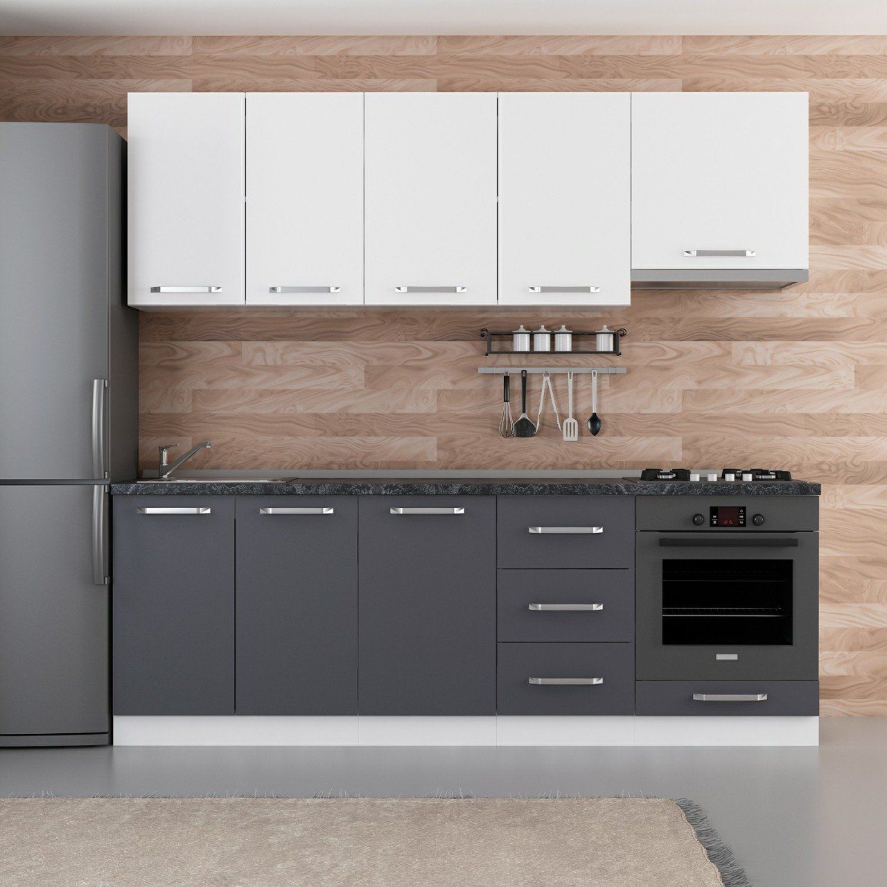 Minar 230 Cm Mutfak Dolabı Beyaz Antrasit 230-A8