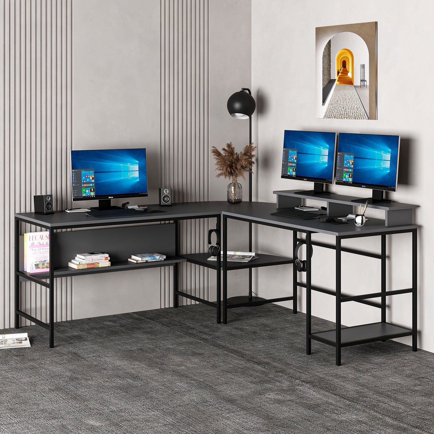 Minar Greta L Köşe Çalışma Masası - Antrasit